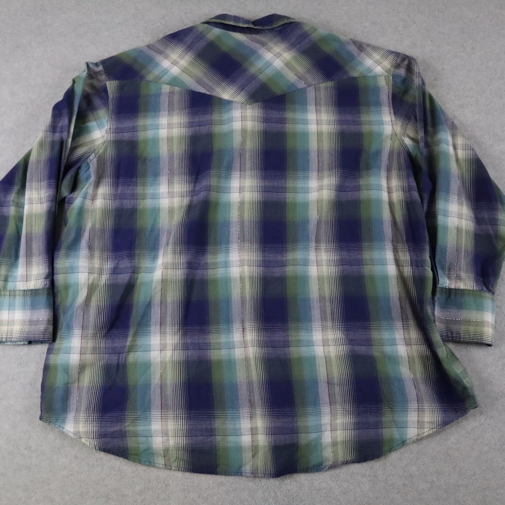 Rustler by Wrangler Shirt Mens 2XL XXL Western Pearl Snap Plaid‎ Long Sleeve - Picture 3 of 5